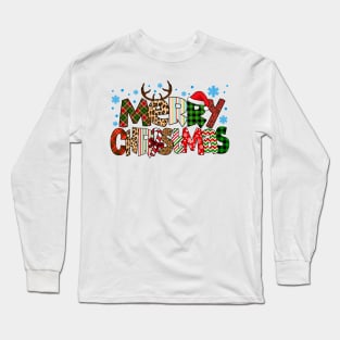 Merry Christmas Red Buffalo Plaid Long Sleeve T-Shirt